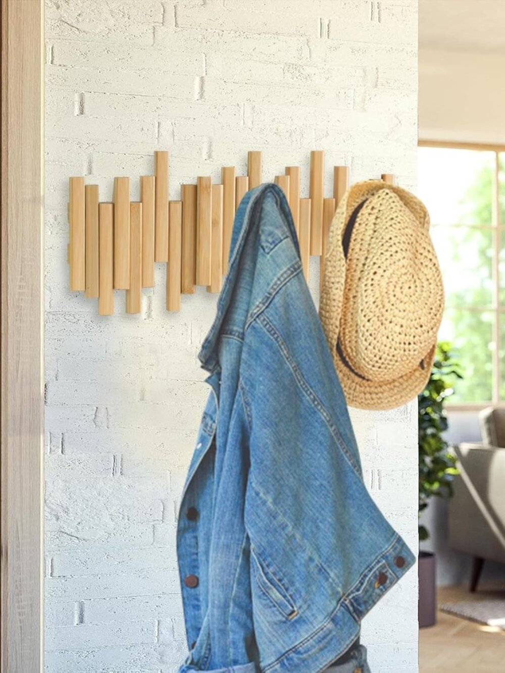 Bamboo Multi Hook Coat Rack